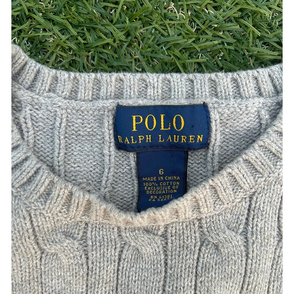 Polo Ralph Lauren Kids Cable Knit Sweater Gray Size 6 - Picture 2 of 2